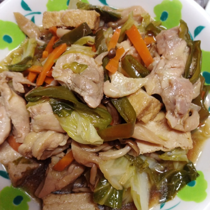 鶏肉と残り物野菜の煮物